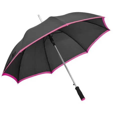 Macma Eleganter Automatik-Regenschirm mit Softgriff Farbe: schwarz-pink