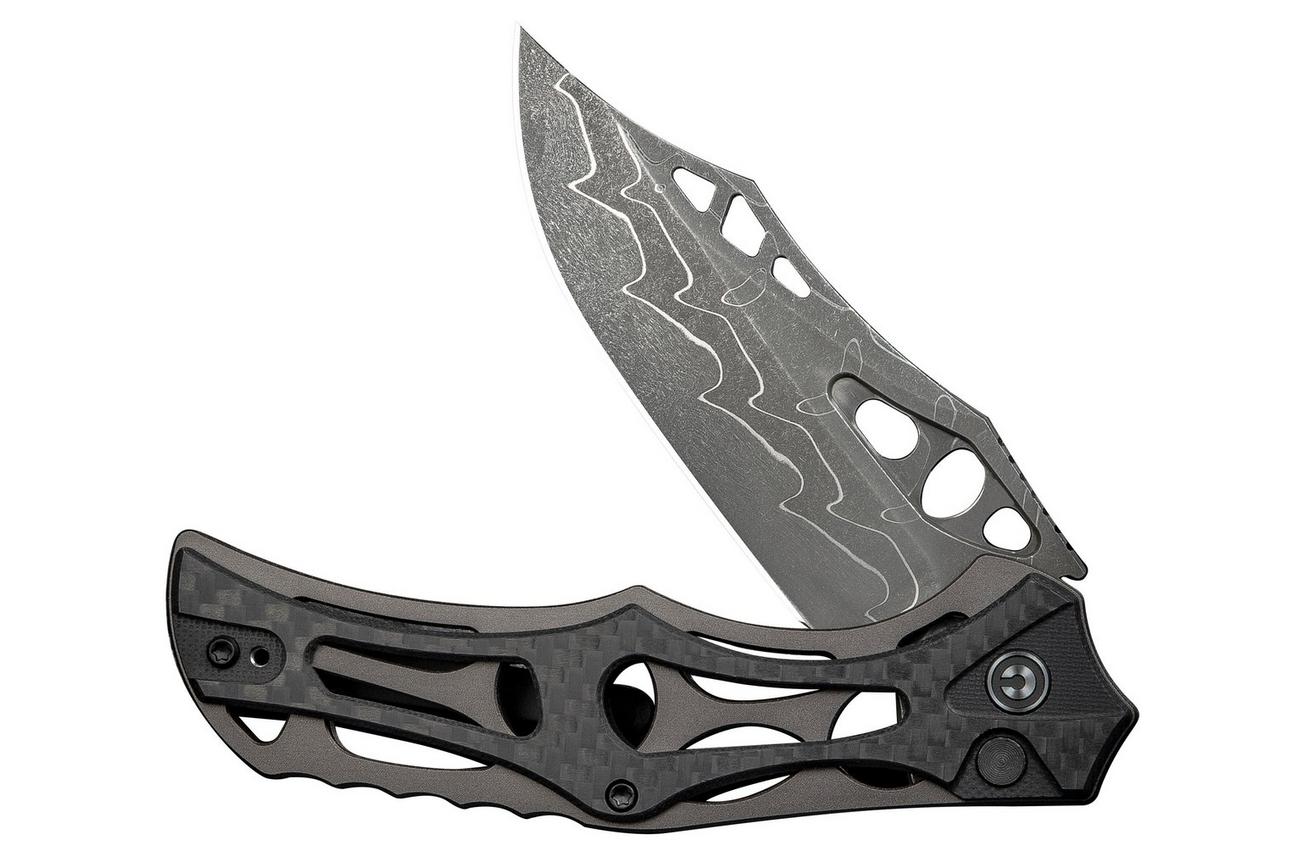Civivi Biophase C23083C-DS1 Damascus, Grey Aluminium Carbon Fiber Overlay Black G10, zakmes