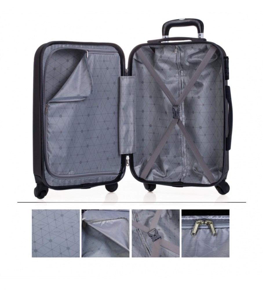 Mala de cabine rígida ITACA com 4 rodas T71550 Antracite - 55x38x20cm -