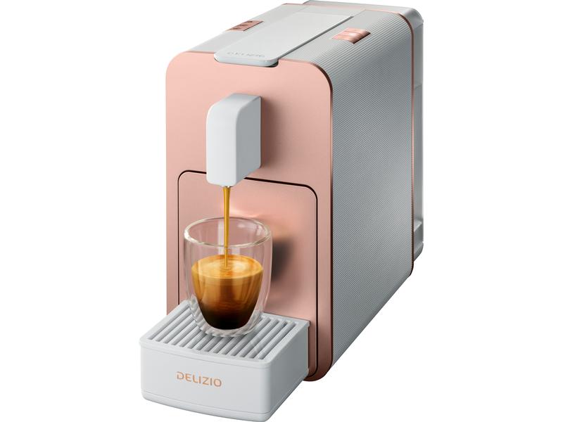 Delizio Kapselmaschine Viva Elegante Rosegold/Weiss Kapselmaschine mit 5 programmierbaren Tasten für automatischen Kaffeebezug