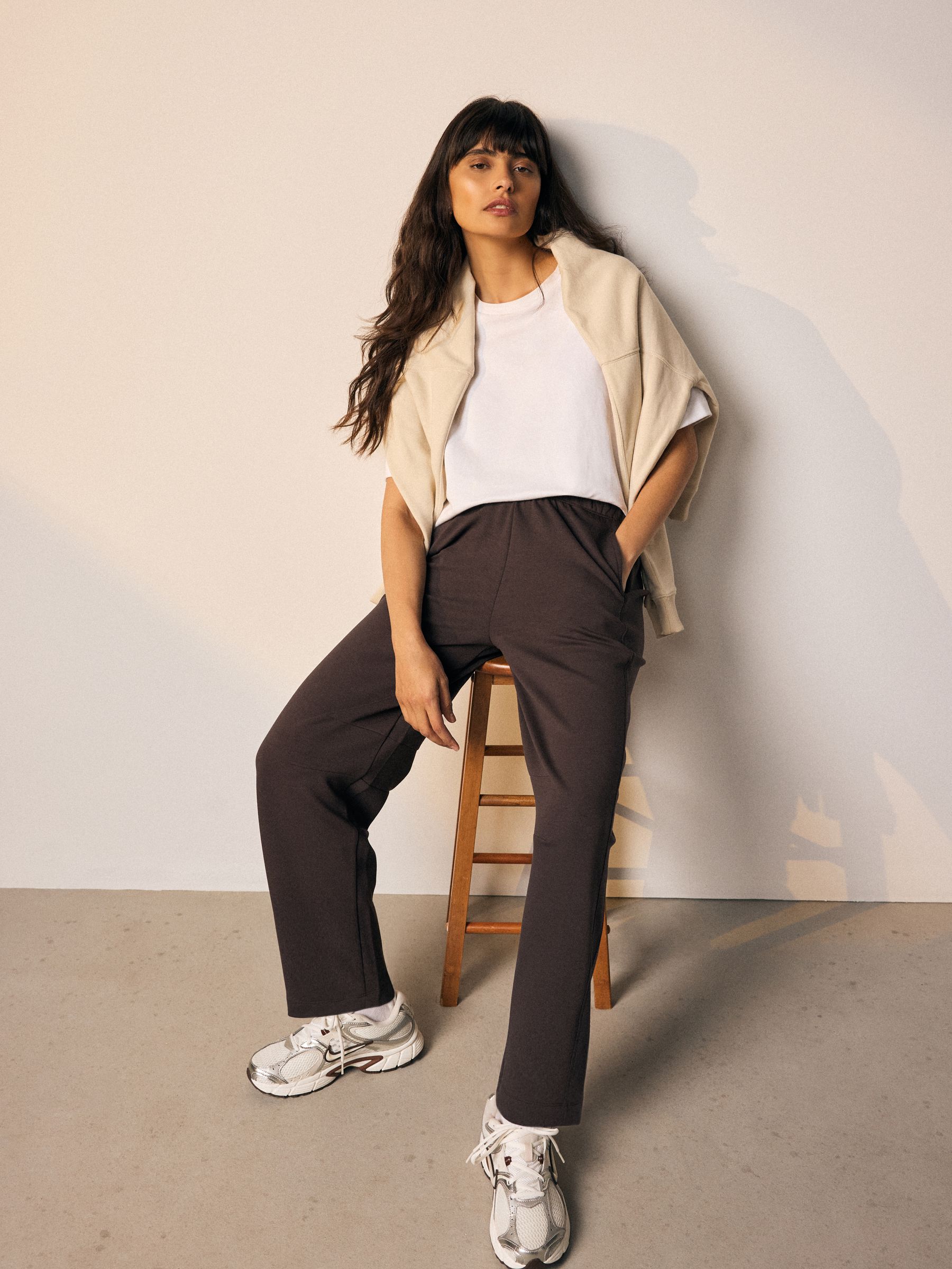 Chocoladebruin - Premium zware Slinky Barrel jeans Joggingbroeken