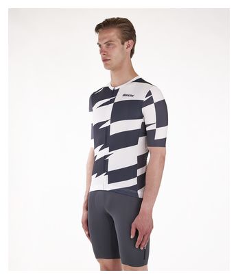 Maillot Manches Courtes Santini Furia Blanc/Noir