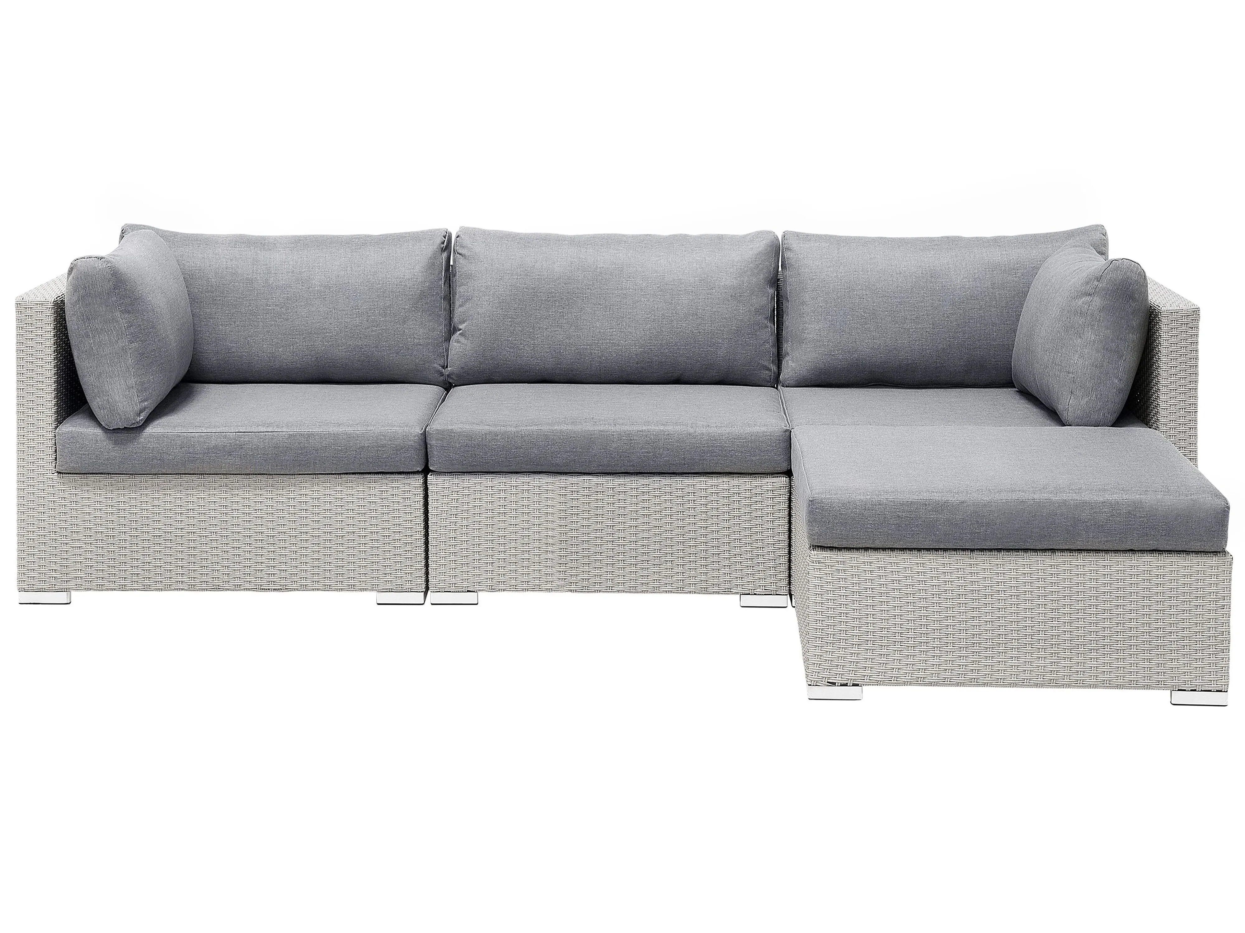 Tuin hoekloungeset met tafel 4-zits SANO II rechtszijdig modulair PE rotan Lichtgrijs