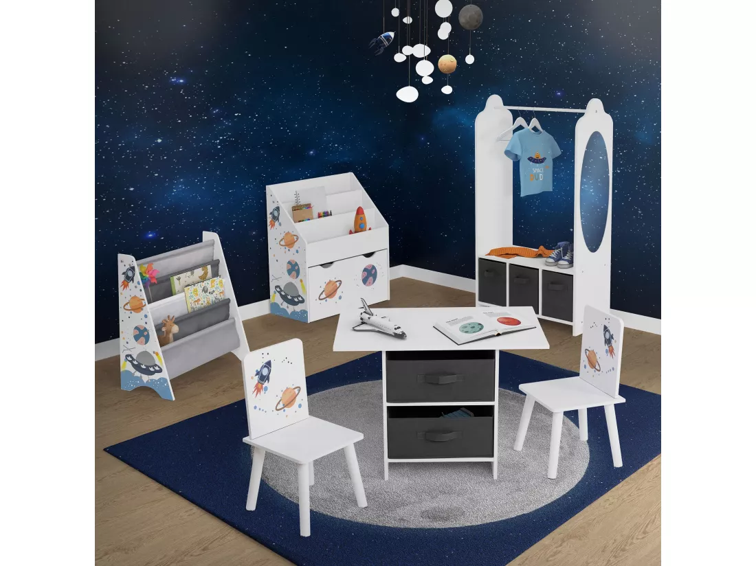 Joyz Banc de livres 3 compartiments sur roulettes étagère jouets chambre enfant