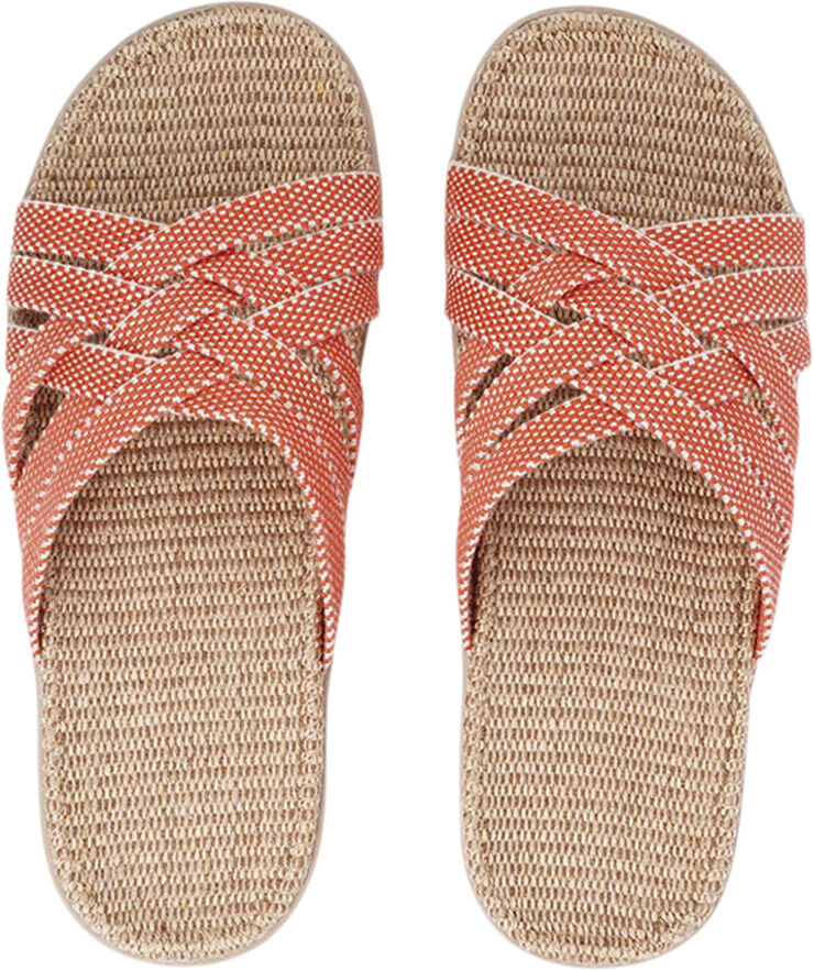 Lovelies Matara - Triple cross sandal w/ jute sole Mandarin red