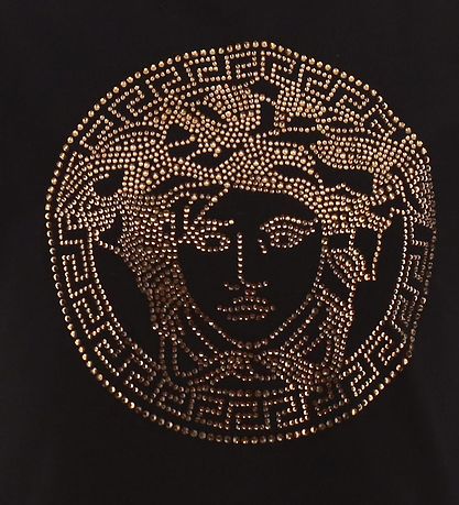 Versace T-Shirt - Medusa Strass - Schwarz/Gold m. Strassstein