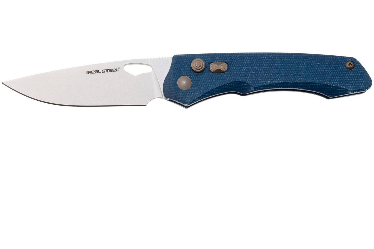 Real Steel Griffin Pro 7131DM Stonewashed 14C28N, Denim Micarta, zakmes, Carson Huang design