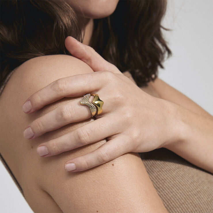 Pilgrim CONNECT recycled 2-in-1 set crystal rings gold-plated Guld