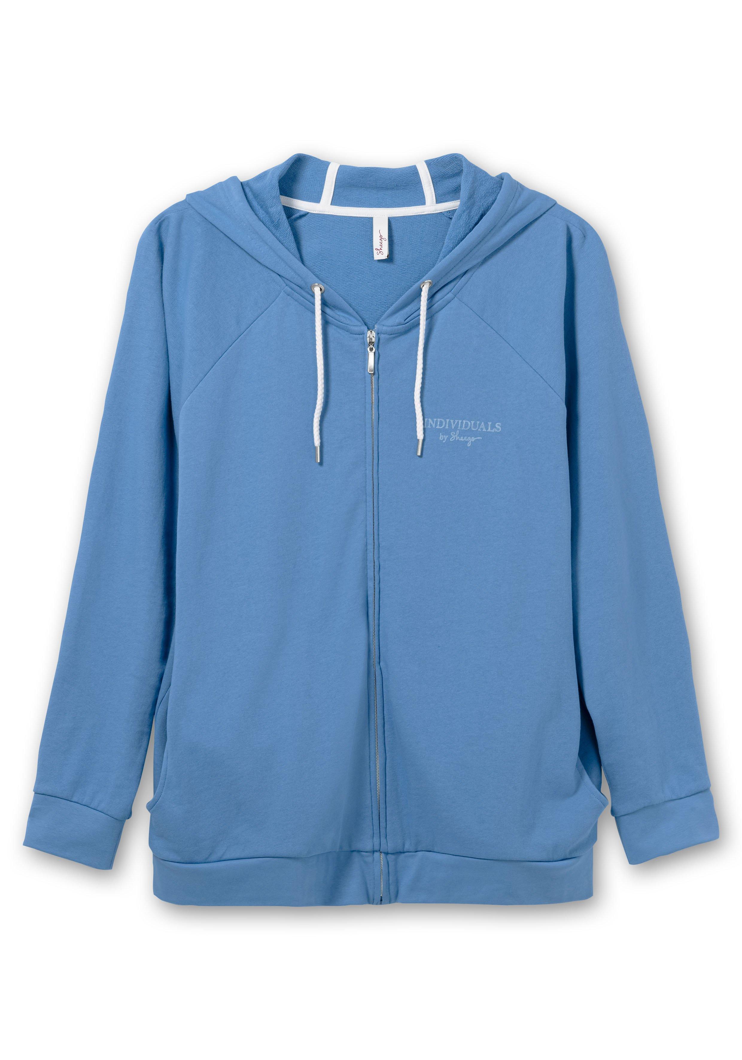 Sweatjacke mit Kapuze und kleinem Brust-Print