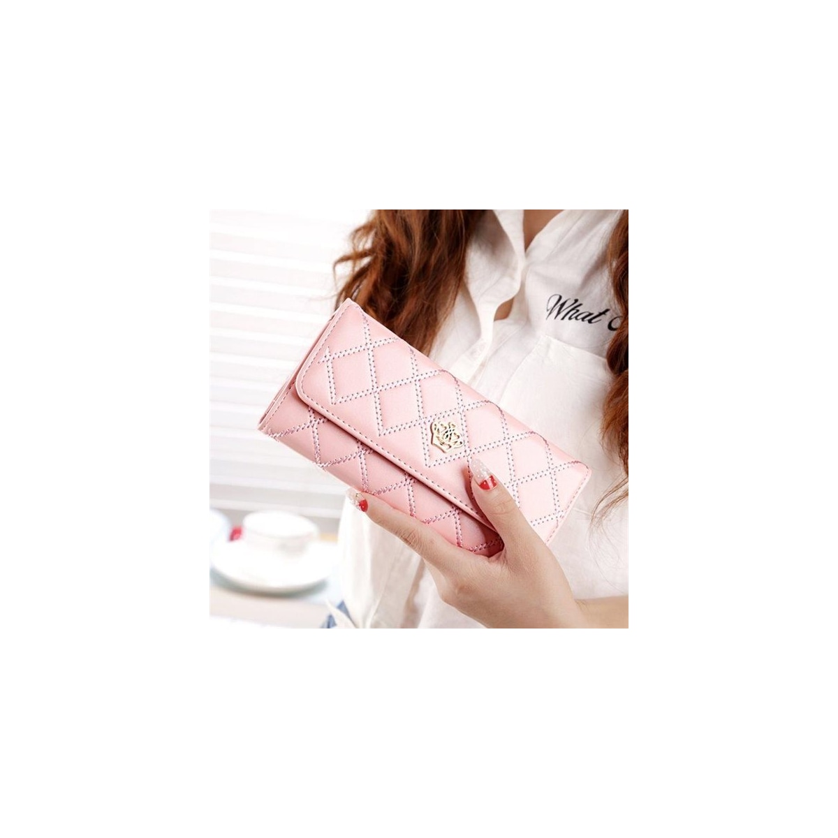 Fashion Wallet Women med glidelås og krone