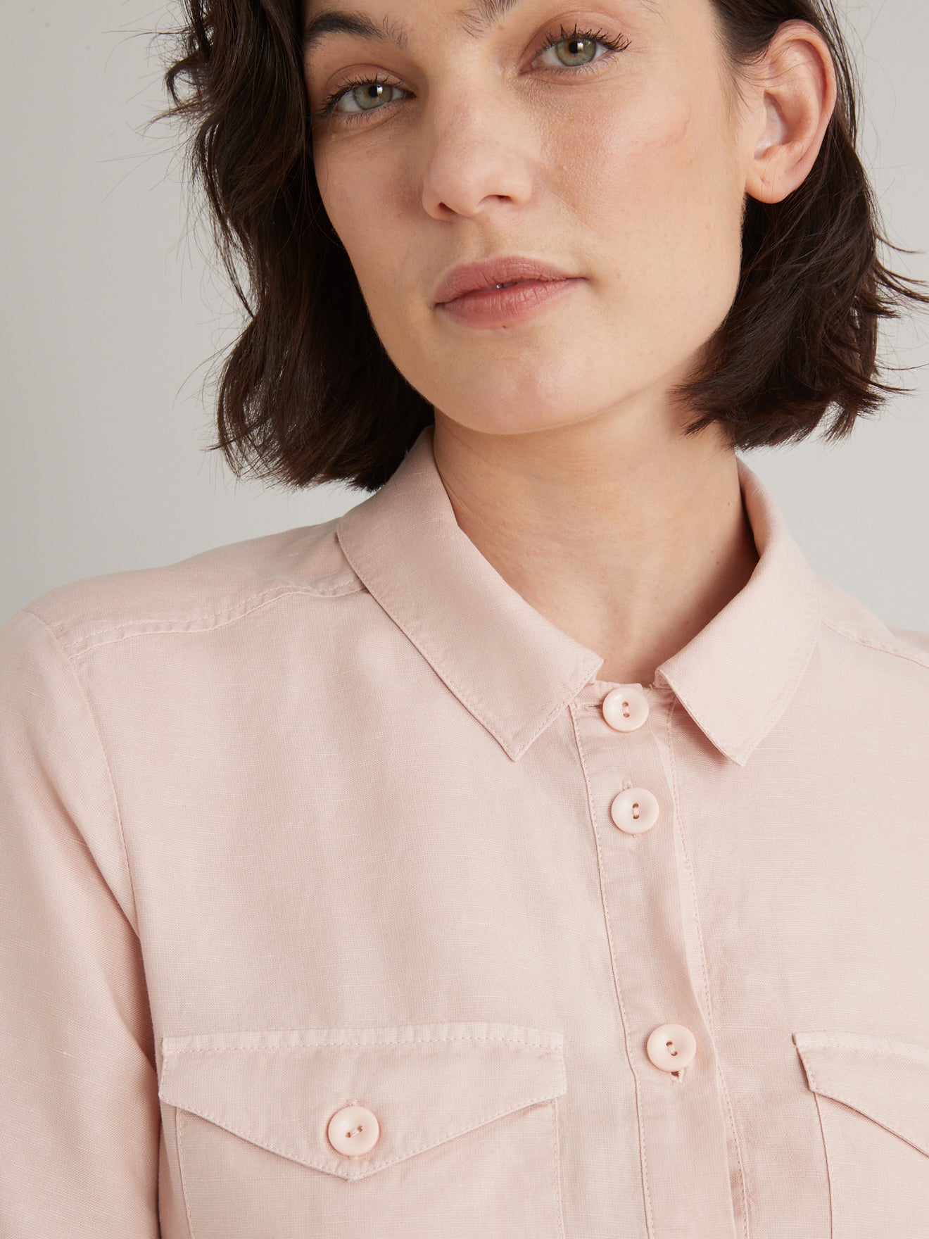 Robe-saharienne femme en lyocell et lin