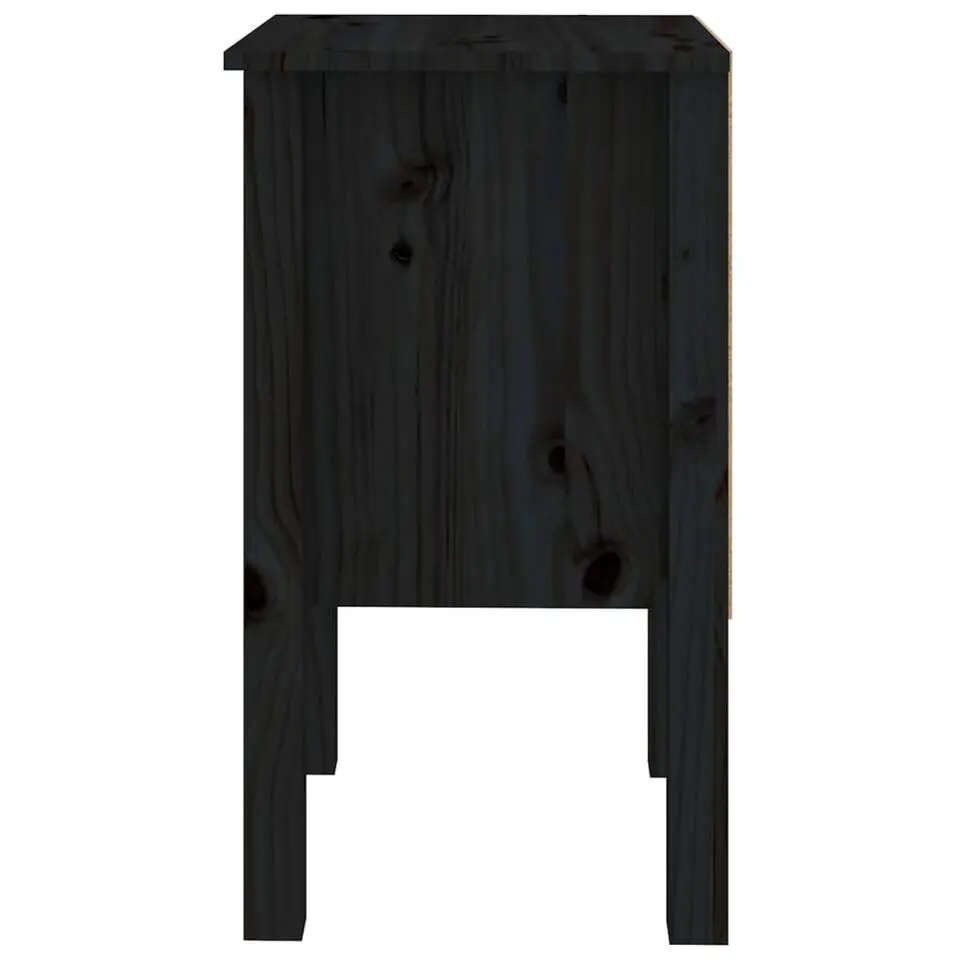 vidaXL - Nachtkastje - Zwart - Grenenhout - 2 stuks