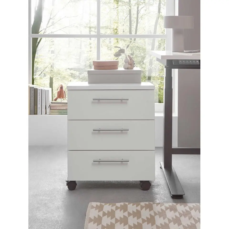 Ladeblok Ben - 3 lades - met wielen - wit