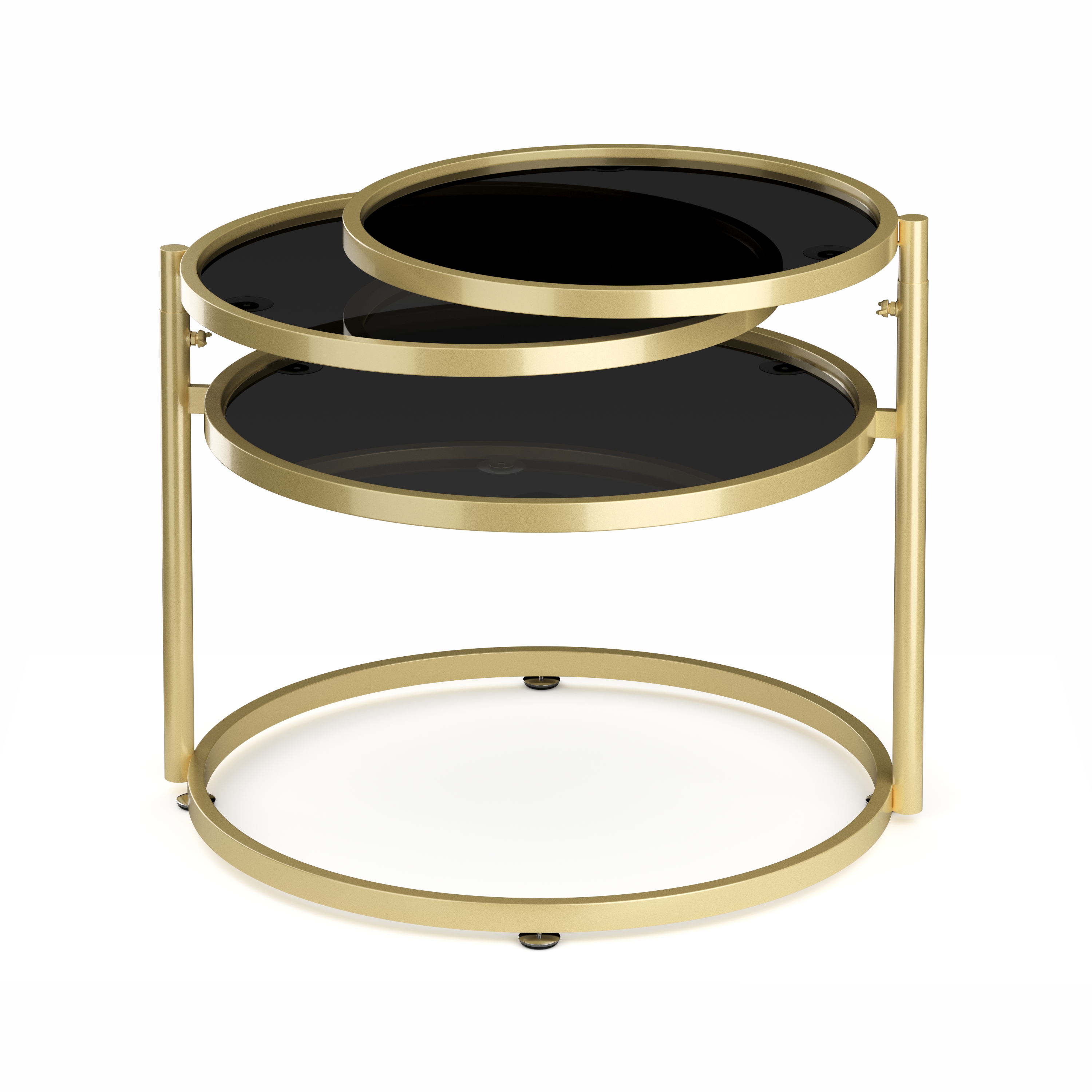 Beistelltisch mit 3 Tischplatten LOREDANA rund schwarz/gold
