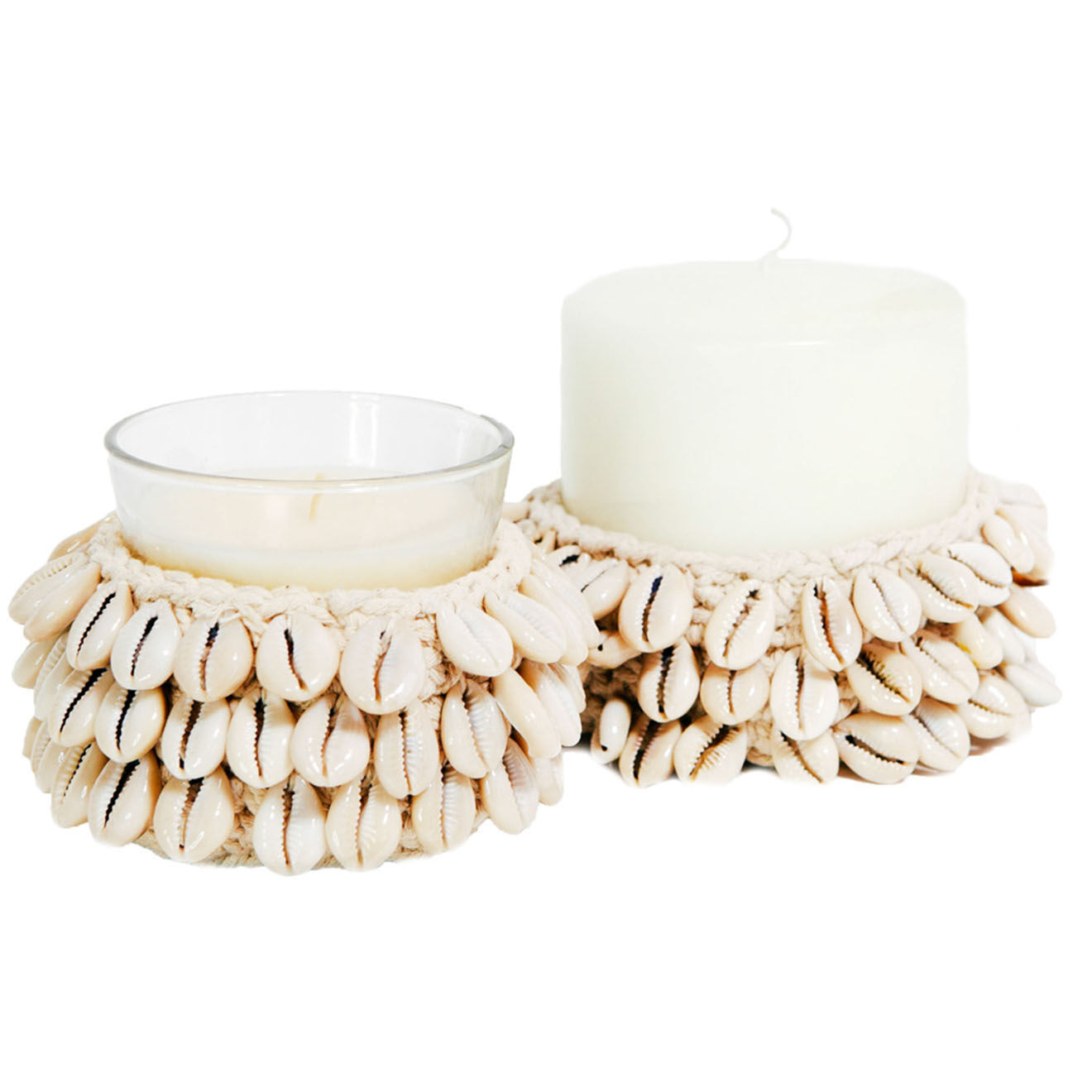 Bazar Bizar Cache-pot en macramé Cowrie naturel - D.12xH.7 cm