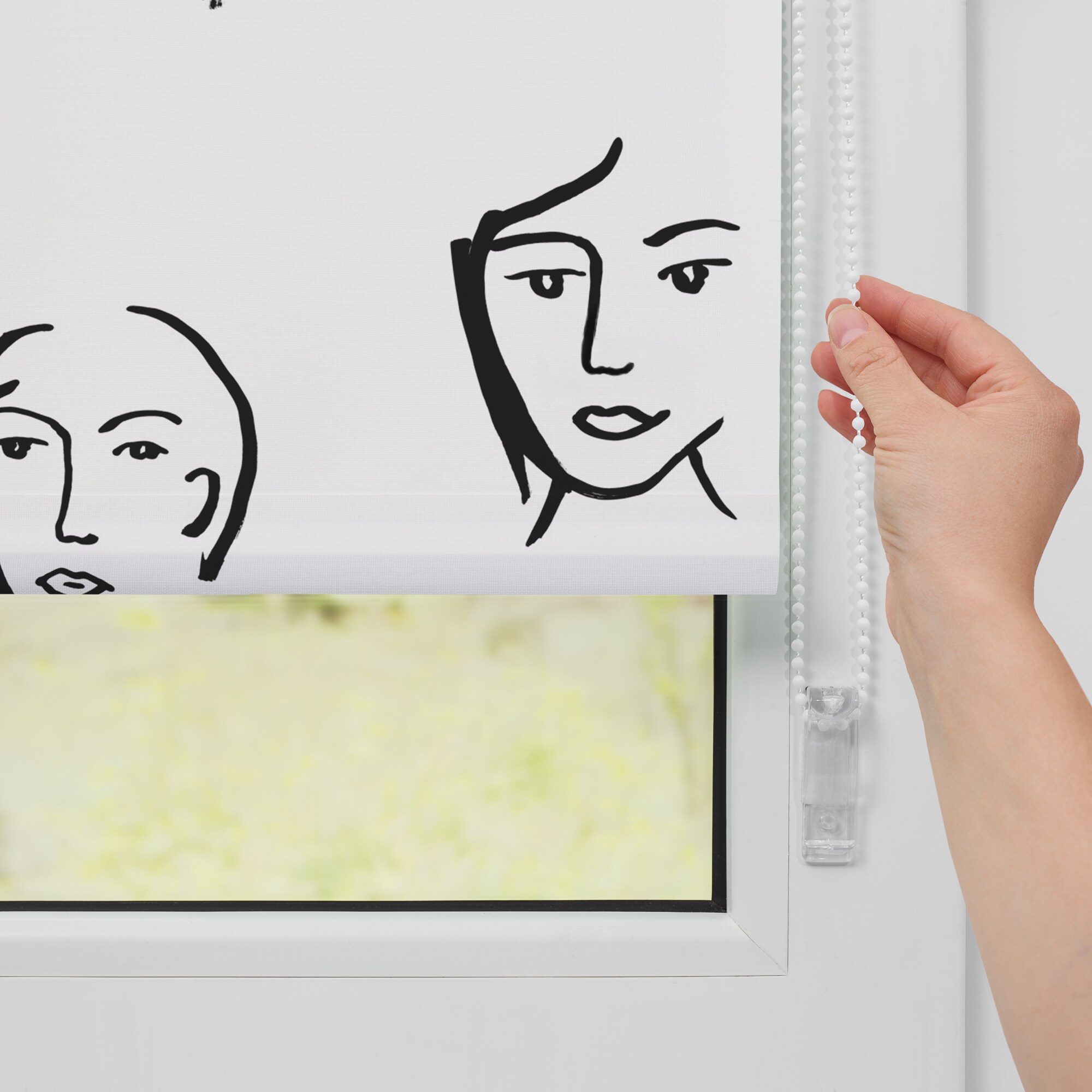 Lichtblick Rollo Klemmfix, ohne Bohren, blickdicht, Faces - Schwarz