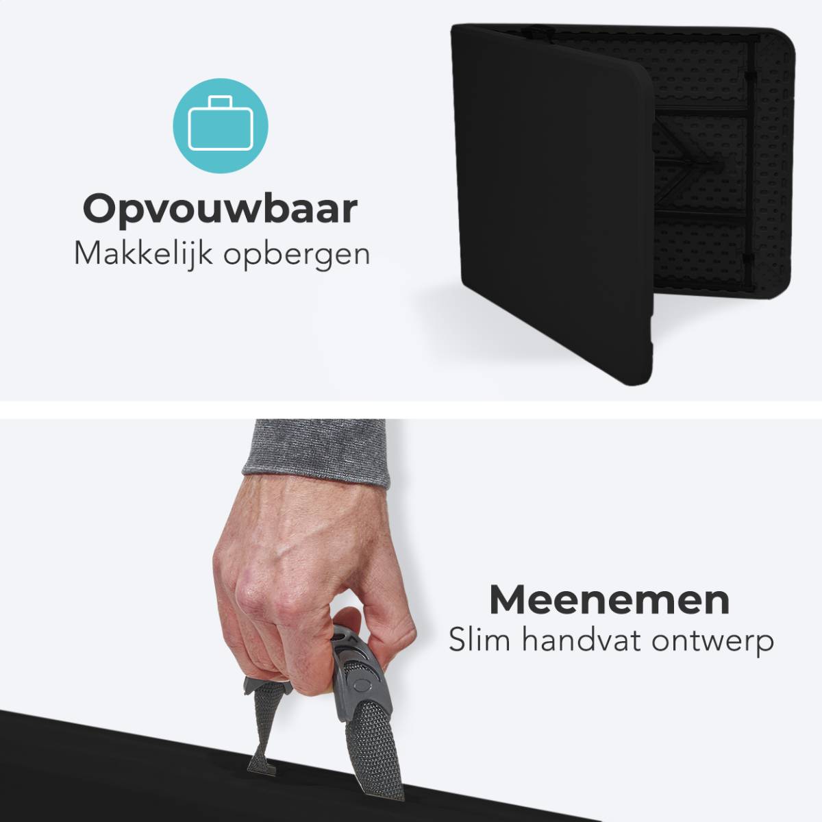 LifeGoods 180x70 cm Inklapbare tafel - Black