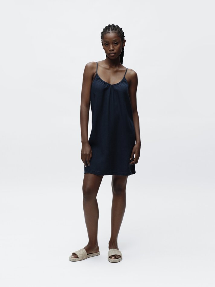 Vestido jeans leve - Azul-marinho
