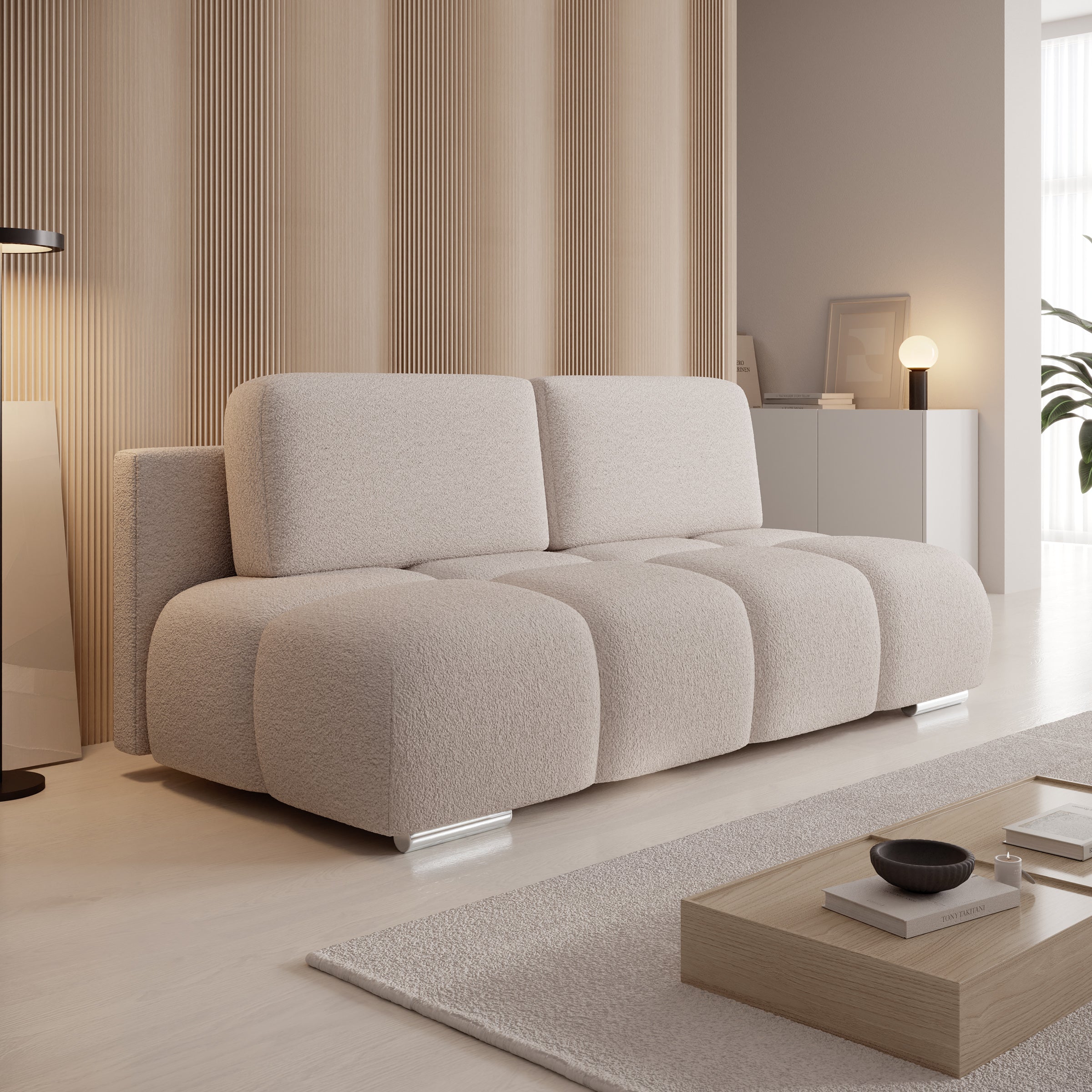 Hindrance - Slaapbank - Teddystof beige - 195x90x89 cm