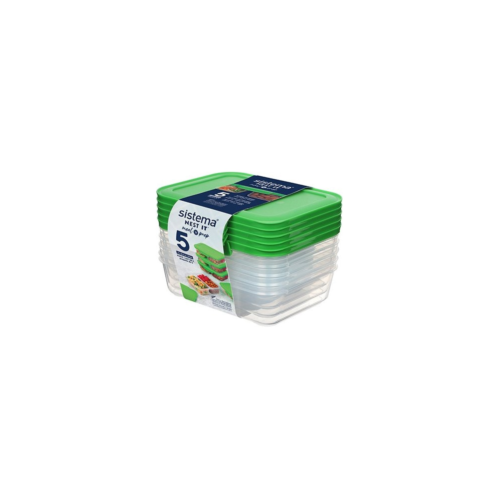 Sistema Nest It Meal Prep Grøn - 870 ml - 5 pk.