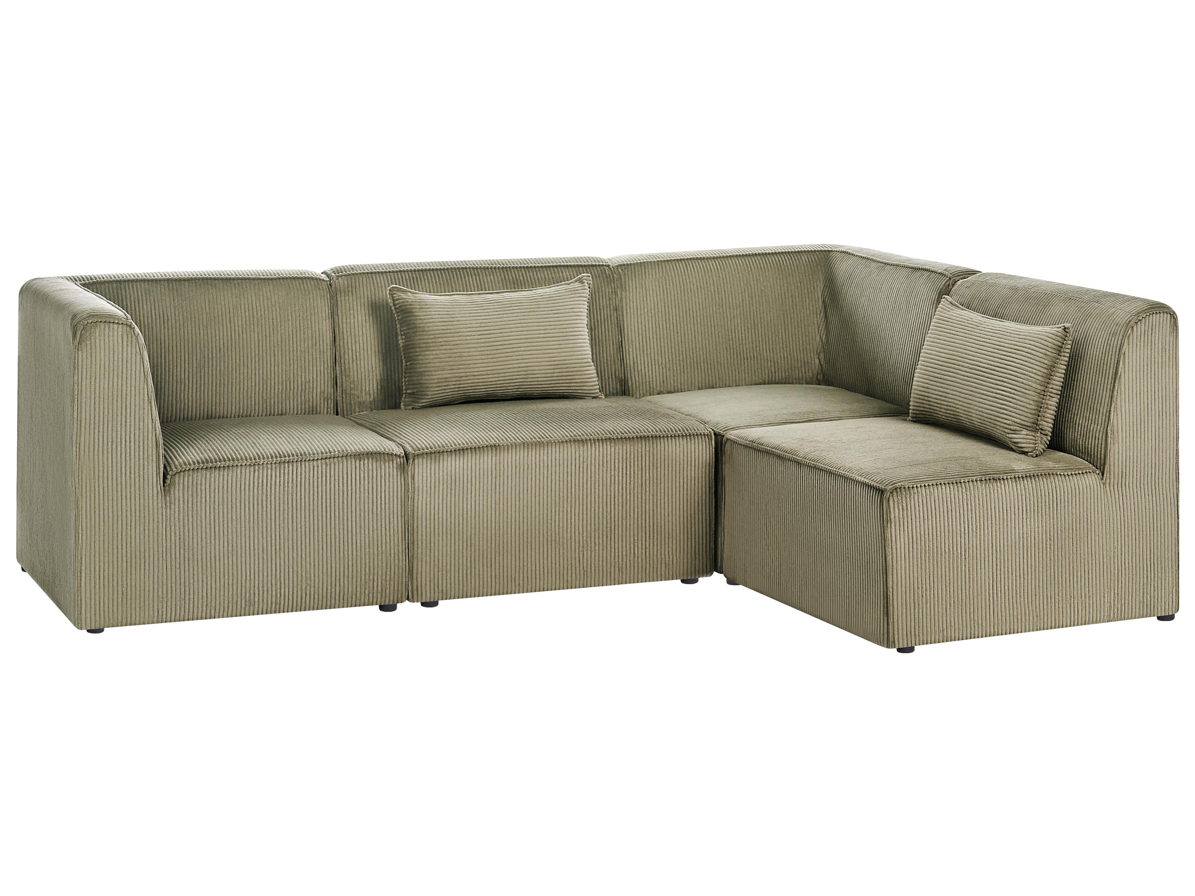 Modulaire hoekbank 4-zits LEMVIG Corduroy Groen linkszijdig