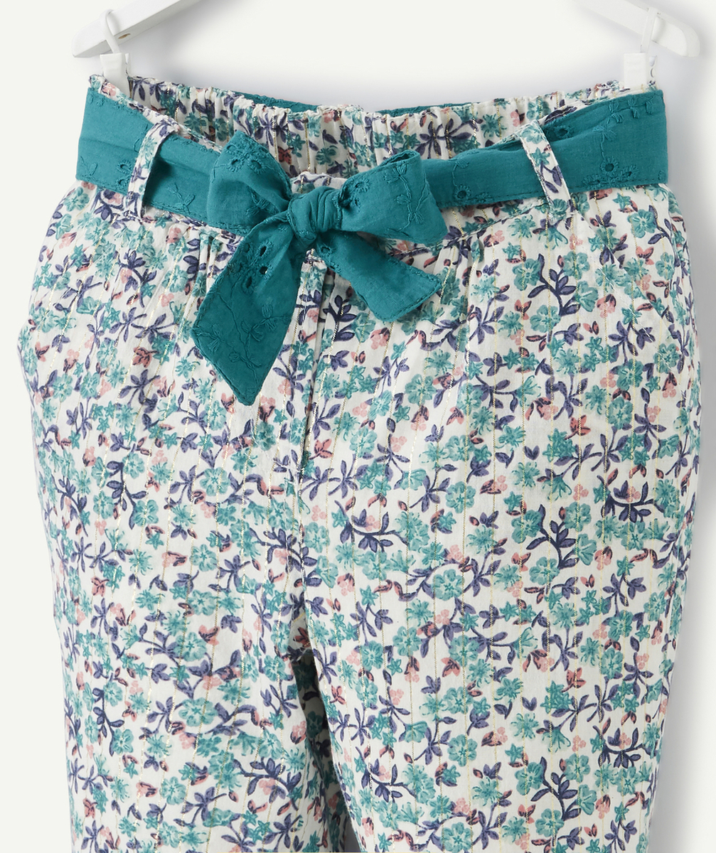 LE PANTALON FLUIDE FLEURI AVEC CEINTURE EN BRODERIE ANGLAISE