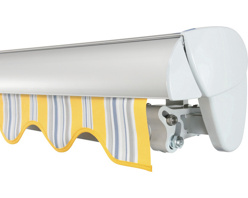 SOLUNA Semi-Cassette Zonnescherm Classic 2.5x1.5 Stoffen Dessin 6292 Frame E6EV1 Zilver Geanodiseerd Aandrijving rechts incl. motor, wandschakelaar