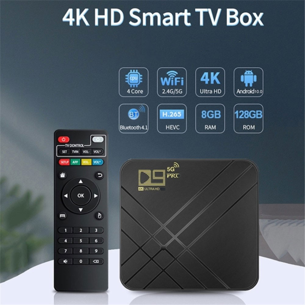 8GB Ram 4K Android 10.0 Smart TV Box Internet WiFi Streaming HDMI 128GB Quad Core Media Player mit Gigabit Ethernet LAN   Fernbedienung