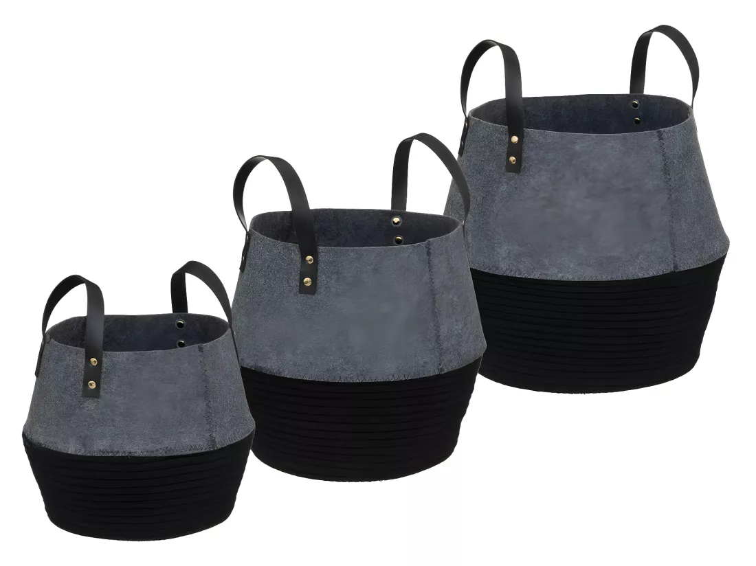 Lot de 3 Paniers de rangement en feutrine et coton