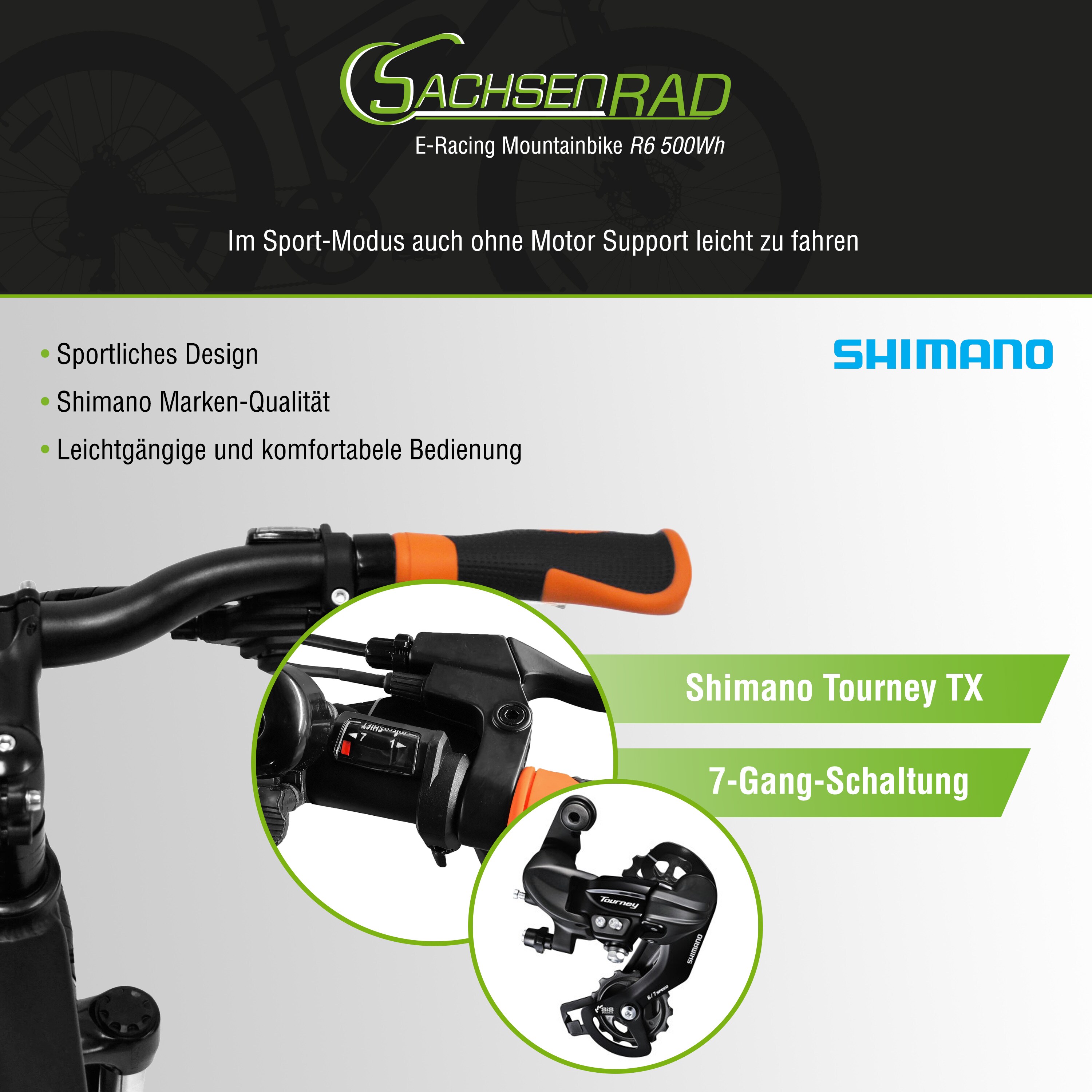 SachsenRAD E-Racing Mountain Bike R6 500Wh 13,4Ah E-Bike 26