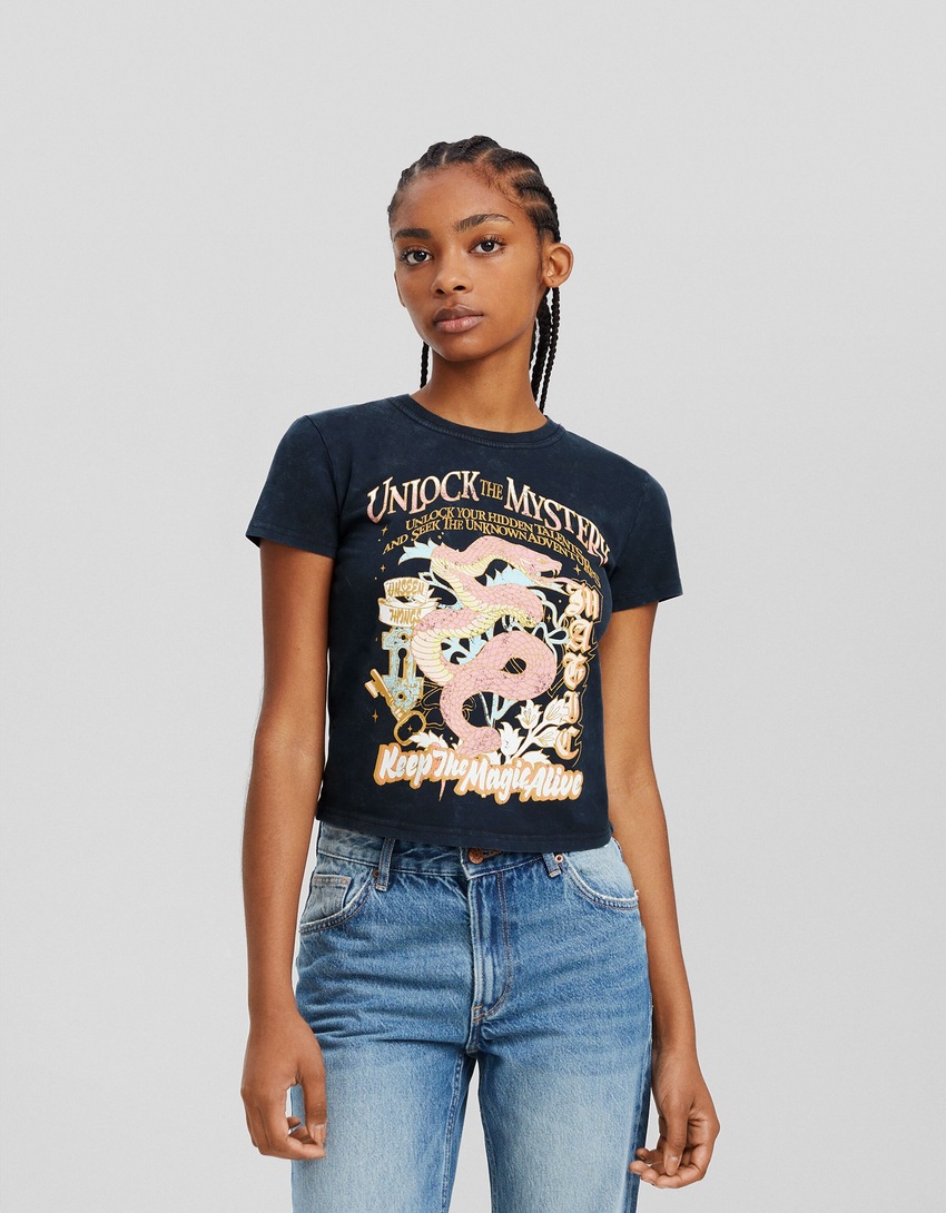 Camiseta de manga curta com estampa