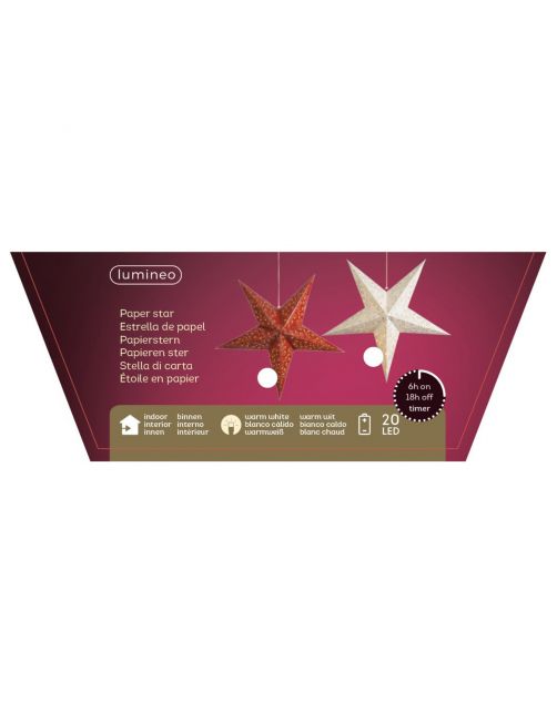 Lumineo Ster Raamdecoratie Met Led - Decoratie - Ø60 cm Warm Wit 20 led