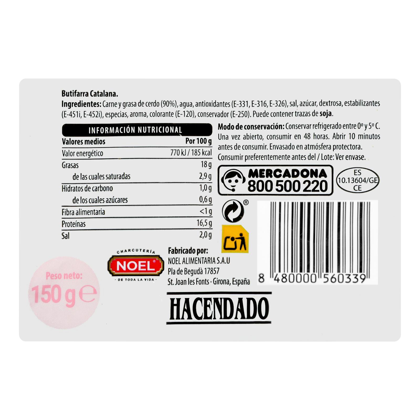 Tranches de saucisse catalane Hacendado