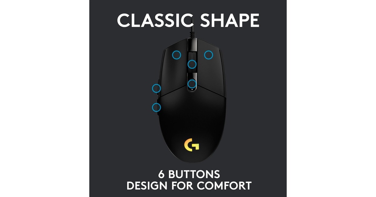 LogitechG203 LIGHTSYNC gaming muis  (Zwart, 200 - 8000 dpi, RGB leds)
