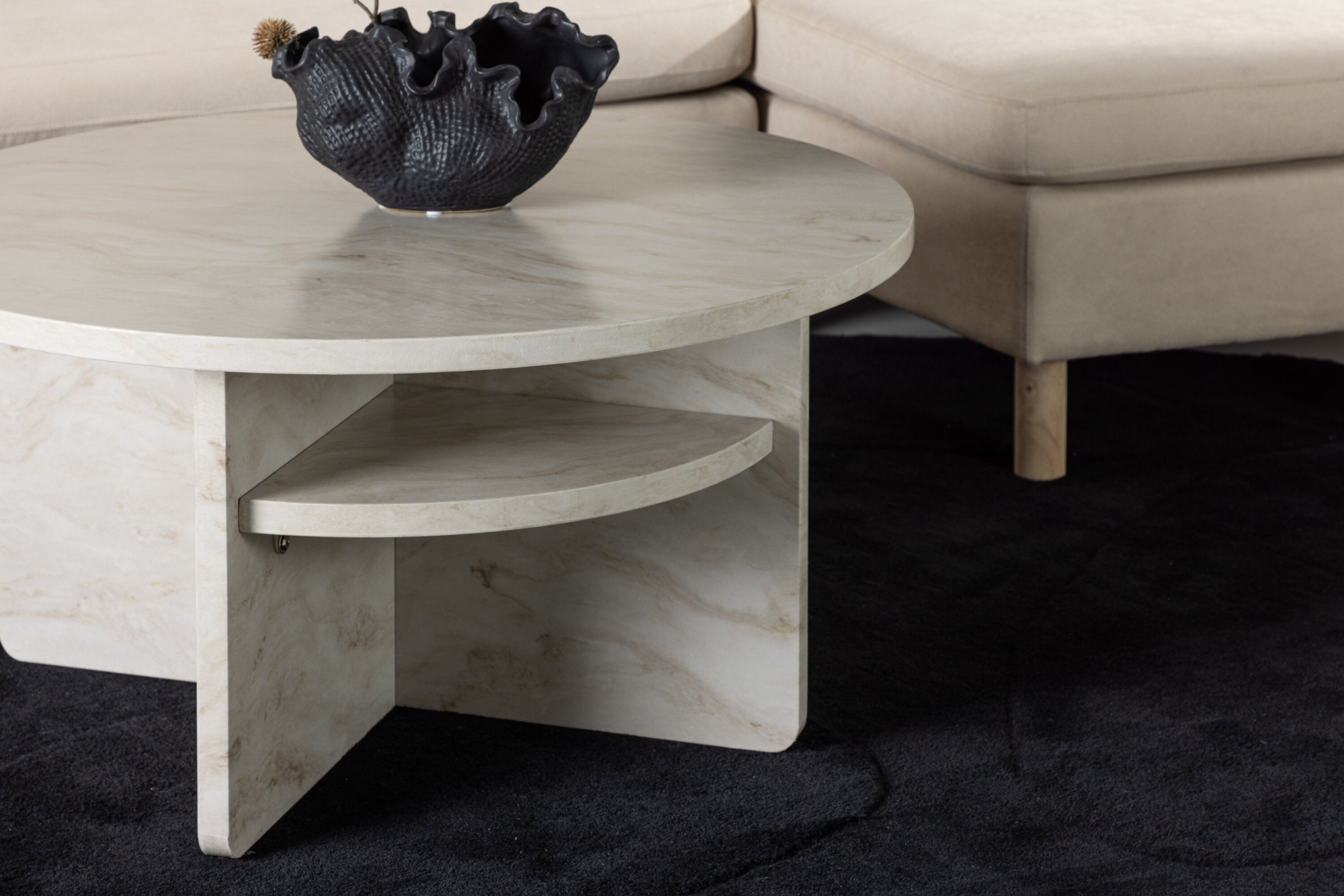 Kuopio Salontafel - ø85 cm - Marmer look