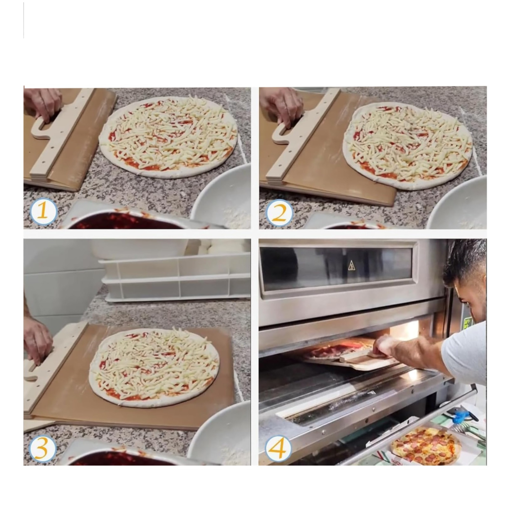 (55x35cm) Pizza Schieber Teig Slider Küchen Brett Pizzaschaufel mit Griff