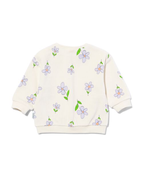 pull-over nouveau-né velours fleurs blanc cassé