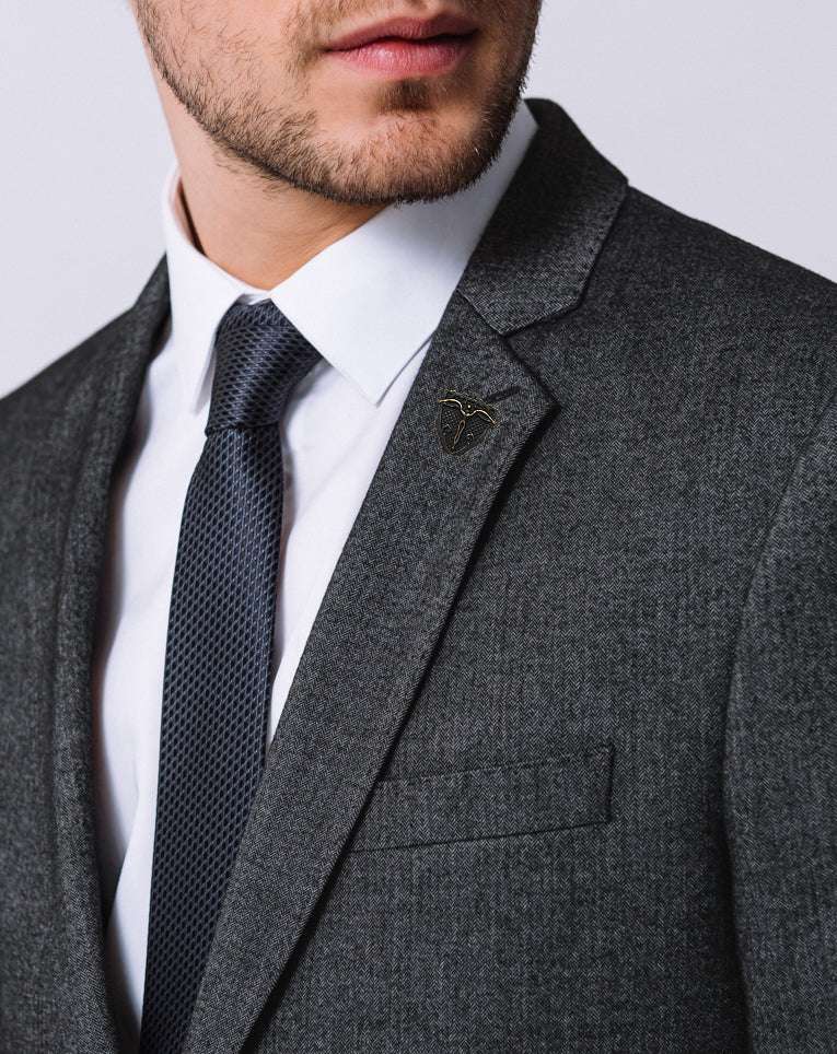 Veste chevron fantaisie grise 