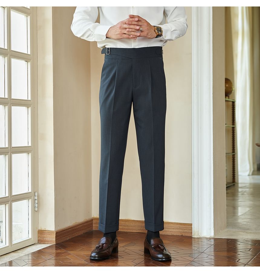 Omozando - Mid Rise Plain Tapered Dress Pants