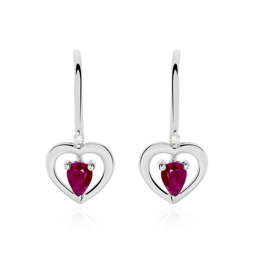 Boucles D'oreilles Danilo Or Blanc Rubis