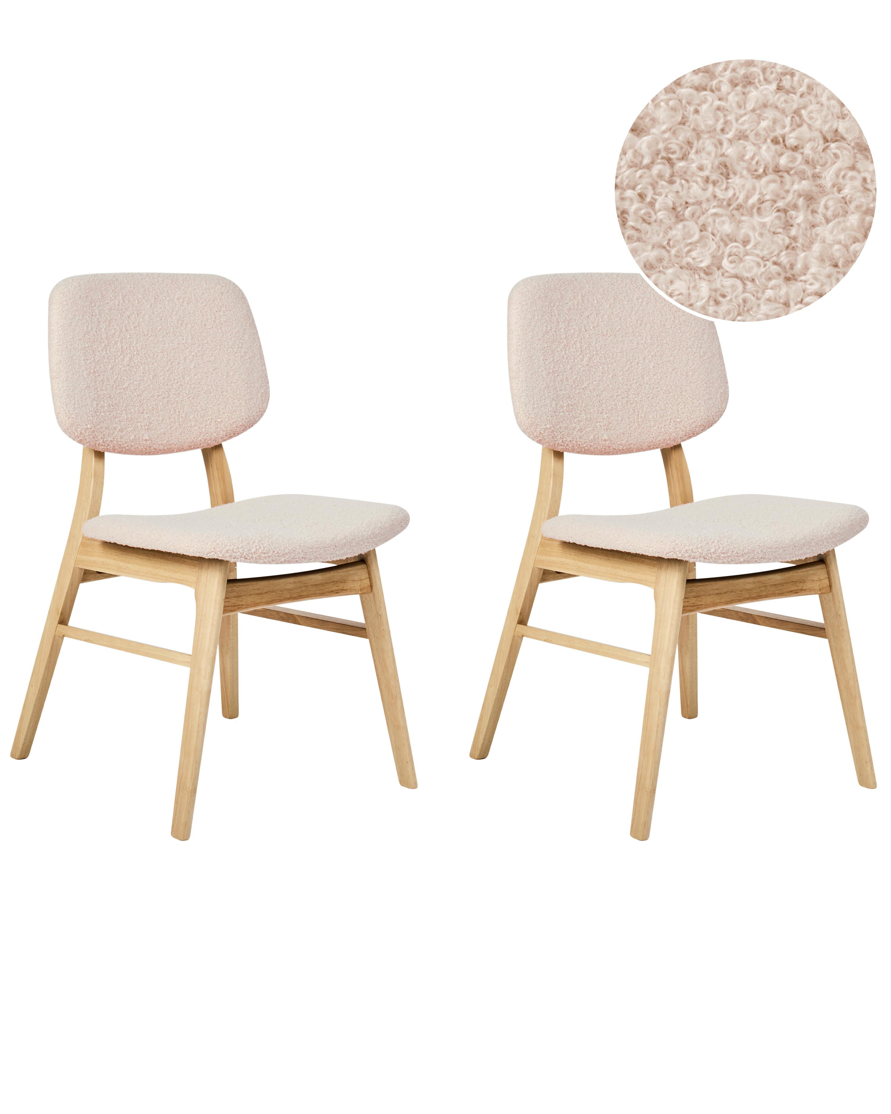 Set van 2 eetkamerstoelen ELAINE Hout Lichtbruin/beige