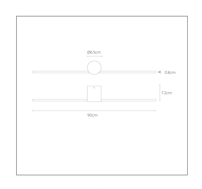 Lucide Mizar wandlamp 90cm 10W zwart