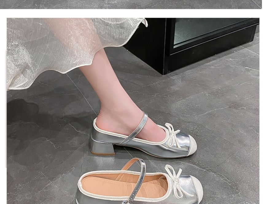 Nikao - Cap Toe Bow Chunky Heel Mules