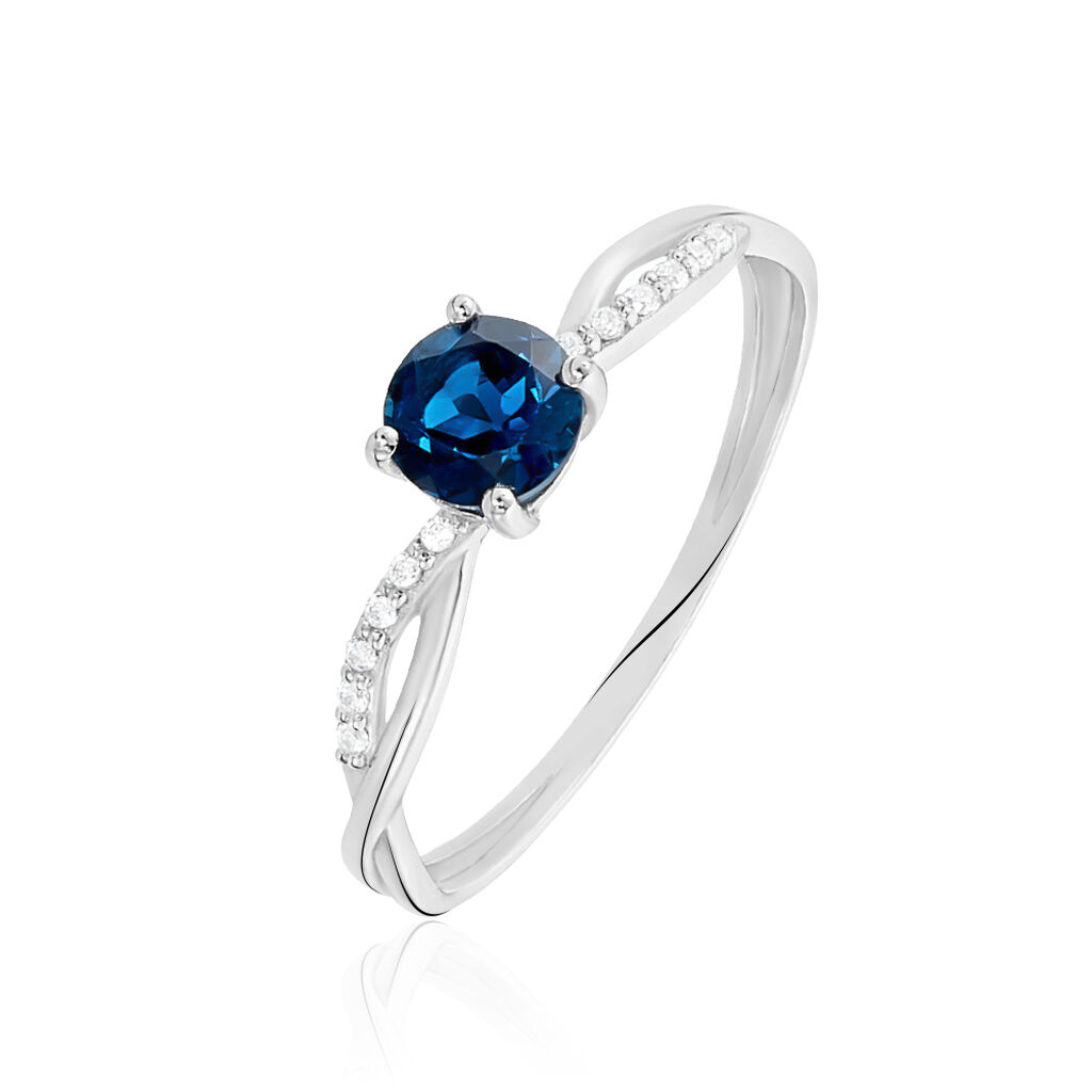 Bague Lalia Or Blanc Topaze Et Oxyde De Zirconium