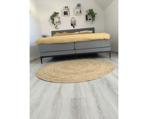 Rond jute vloerkleed, natuurlijke afwerking, Ø 160 cm