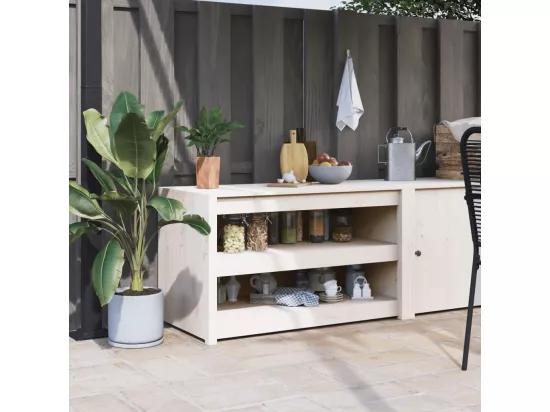 Armoire de cuisine d'extérieur blanc bois de pin massif