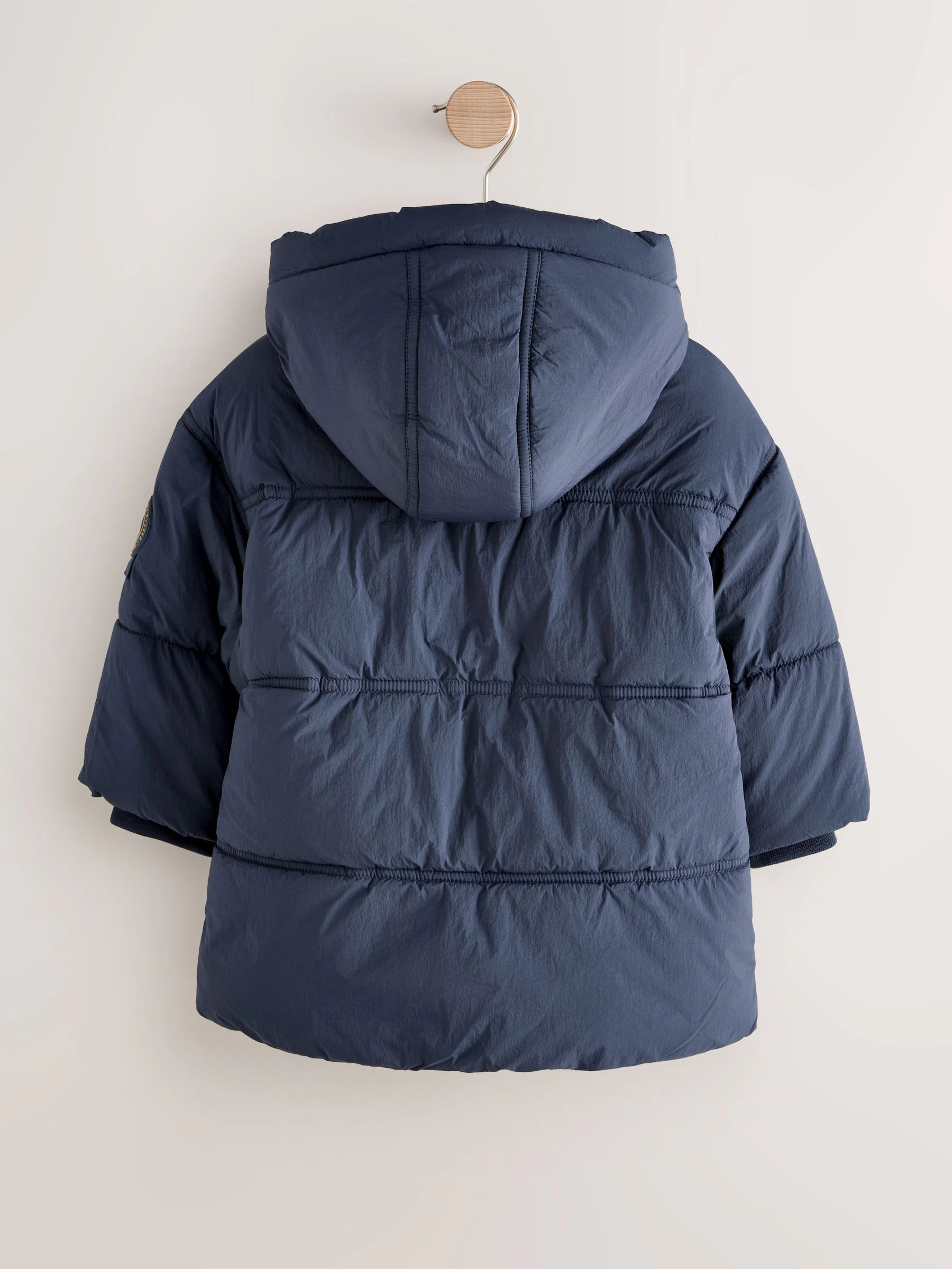 Marineblauw - Gewatteerde, regenbestendige jas met borgvoering (3mnd-7jr)