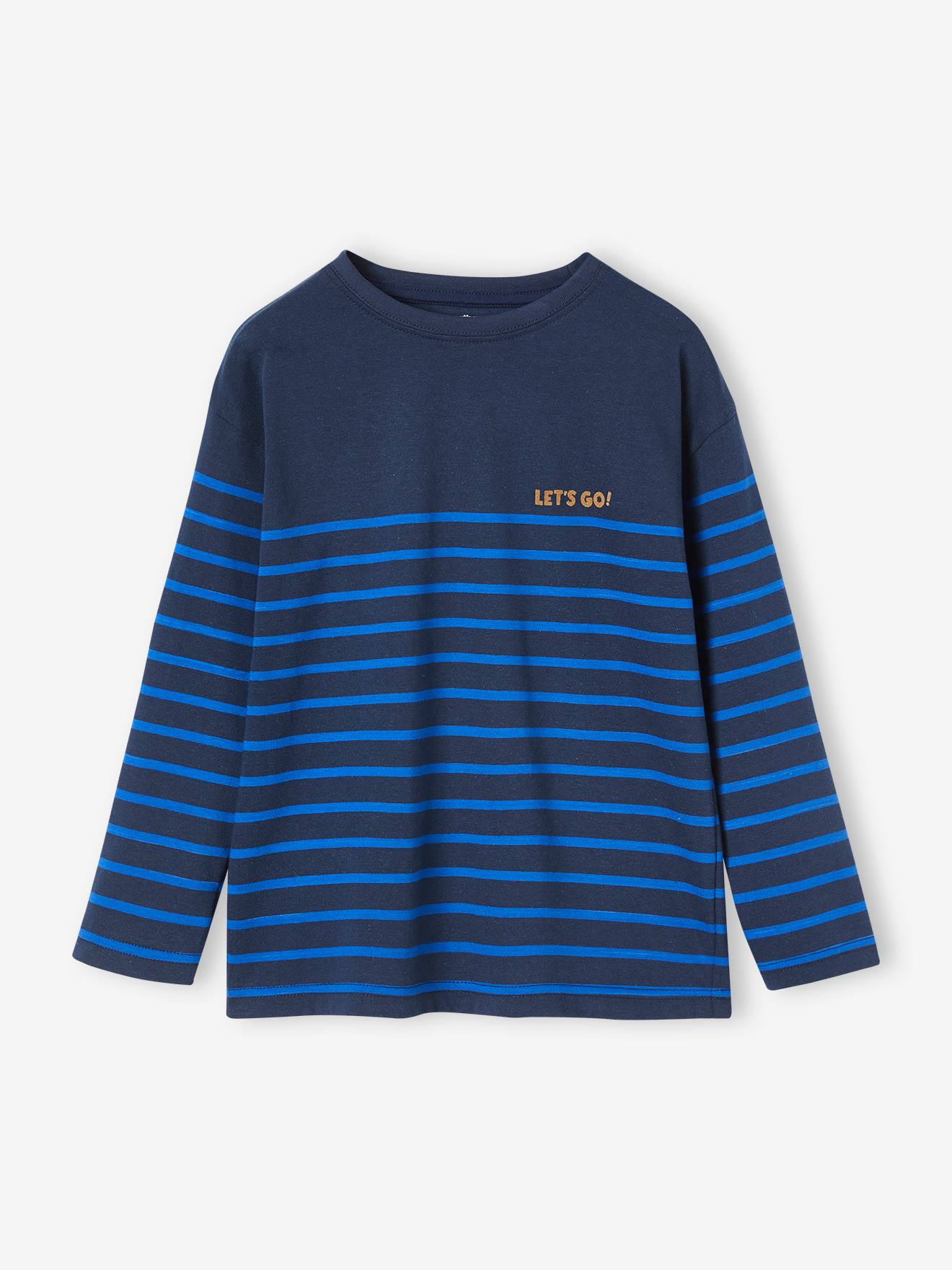 Camiseta estilo marinheiro com detalhe em veludo flocado no peito, para meninos, cinza mesclado médio
