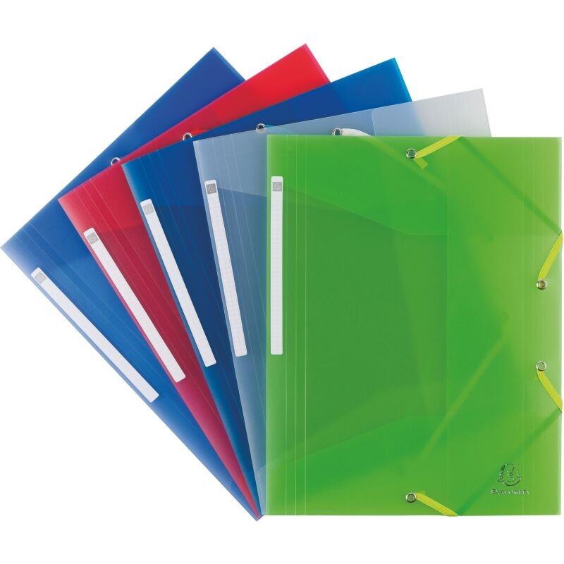Chemise à élastique 3 rabats plastique Exacompta 24 x 32 cm dos 3,2 cm couleurs assorties