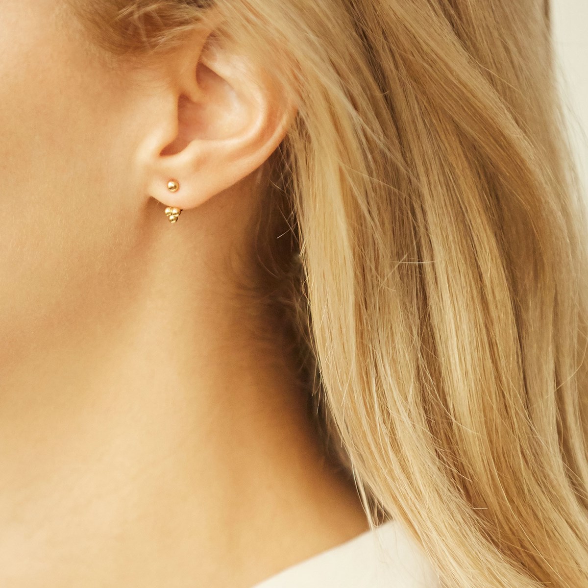 Dessous d'oreille 3 perles Or 18 carats